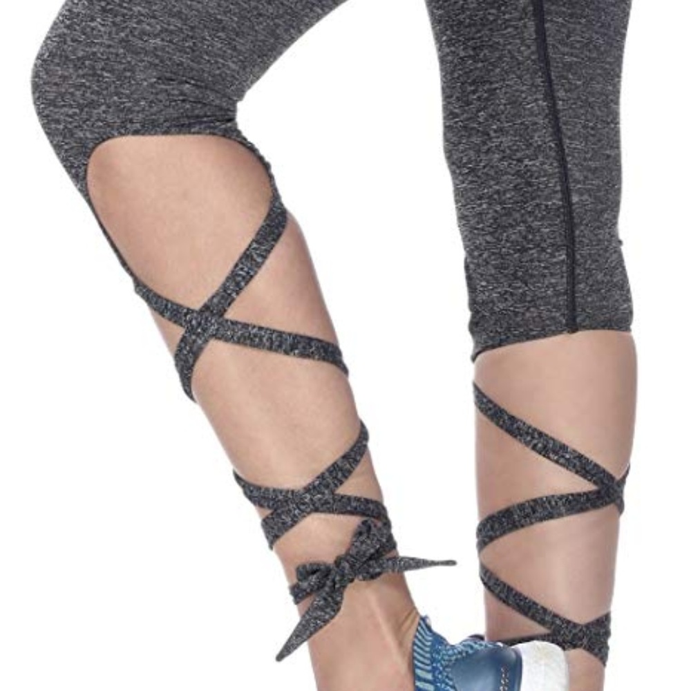 La Reve Womens High Waist Cutout Tie Leggings